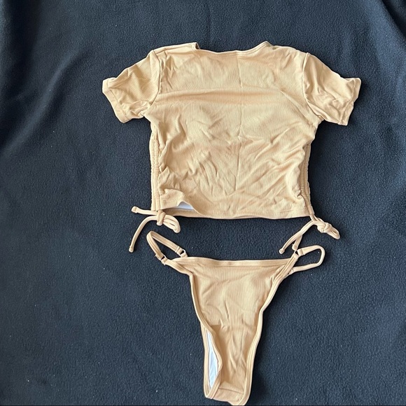 ribbed ruched t shirt bikini set Oct sale - Picture 4 of 5